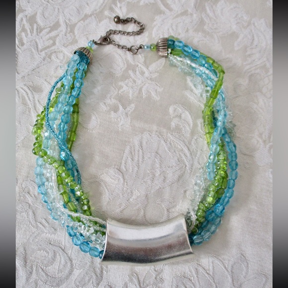 Glass Beaded Choker in Aqua main image 1